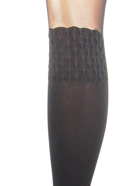 Knee High Mock Stocking Tights With Pinched Pattern - Leggsbeautiful