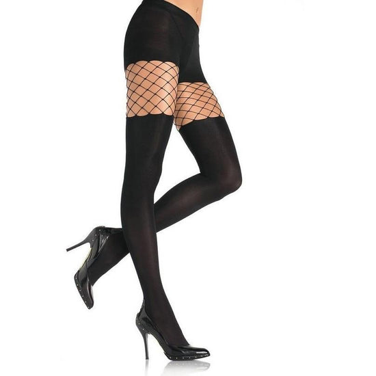 Music Legs Net Insert Spandex Opaque Tights - Leggsbeautiful