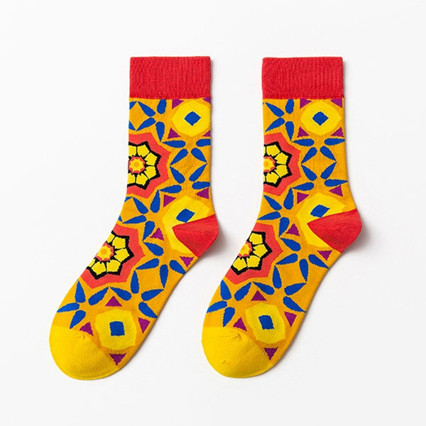 Cotton Blend Vibrant Coloured Patterned Ankle Socks