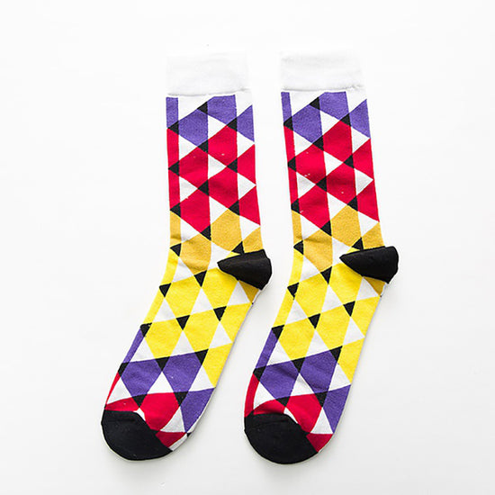 Men's Cotton Blend Multi-Colour Triangle Print Crew Socks
