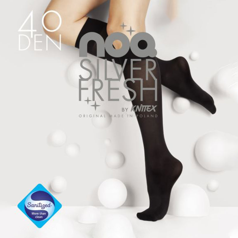 NOQ by Knittex Silver Fresh 40 Denier Knee High Socks - Leggsbeautiful