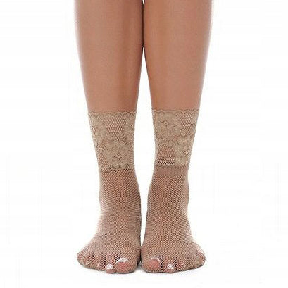 Bas Bleu Akemi Lace Top Fishnet Ankle Socks With Silicone