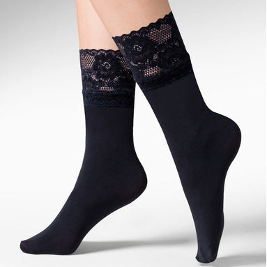 Gabriella Nina Opaque Lace Top Ankle Socks - Leggsbeautiful