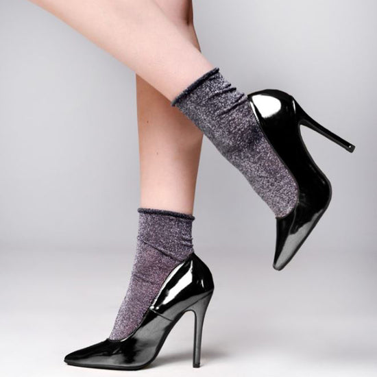 Andrea Bucci Roll Top Lurex Ankle Socks - Leggsbeautiful