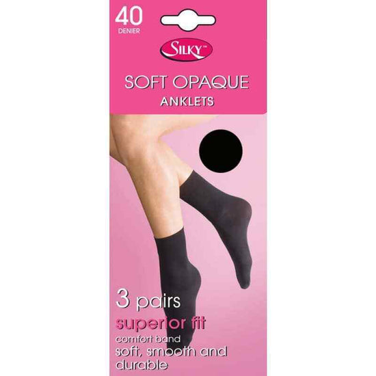 Load image into Gallery viewer, Silky Soft Opaque 40 Denier Ankle Highs 3 Pair Pack - Leggsbeautiful
