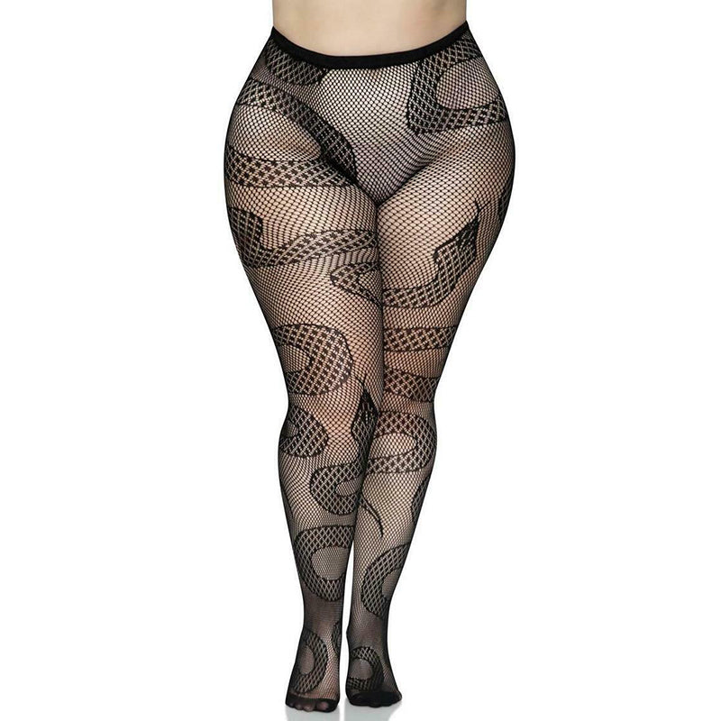 Load image into Gallery viewer, Leg Avenue Plus Size Snake Net Tights In Black
