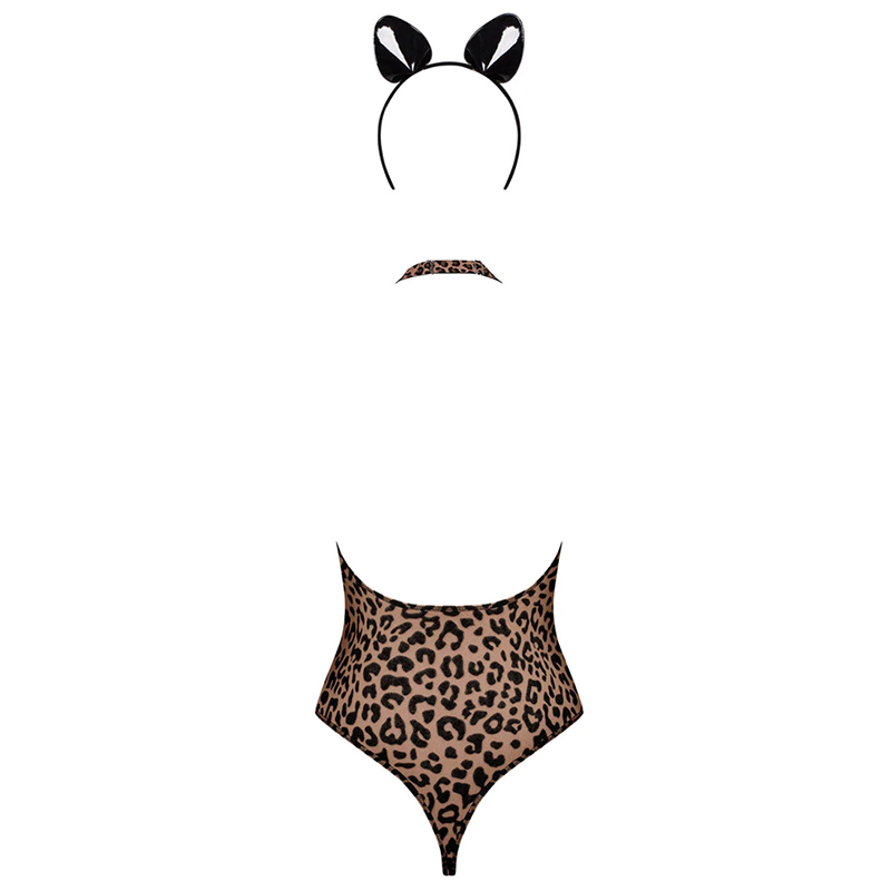 Load image into Gallery viewer, Obsessive Sheer Leopard Print Body With Cat Ear Headband
