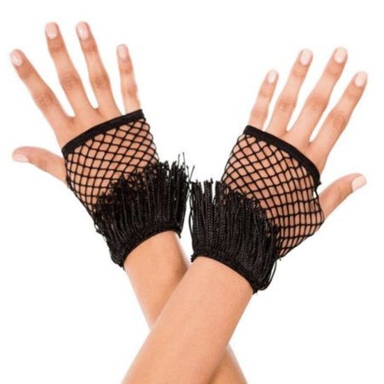 Load image into Gallery viewer, Music Legs Fringed Fingerless Net Gloves
