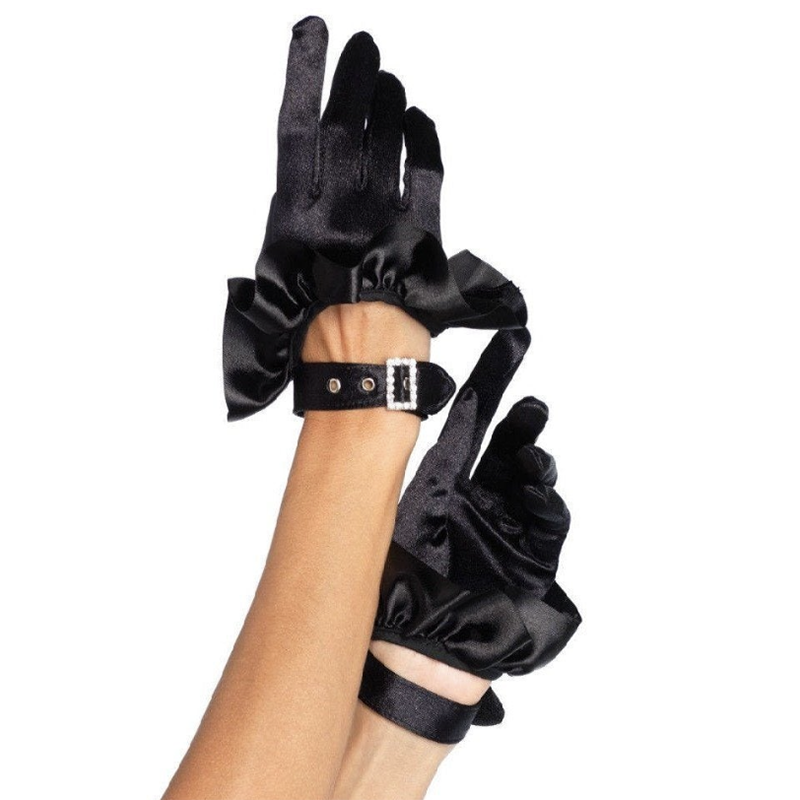 Load image into Gallery viewer, Leg Avenue Satin Driving Gloves With Ruffle Trim &amp;amp; Buckle
