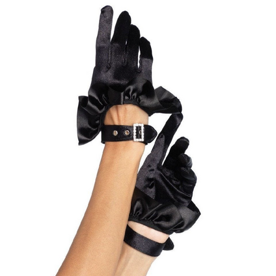 Leg Avenue Satin Driving Gloves With Ruffle Trim & Buckle