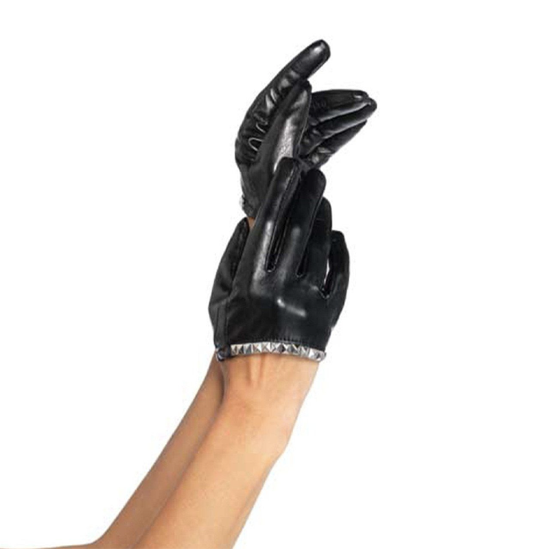 Leg Avenue Faux Leather Cropped Gloves With Studs