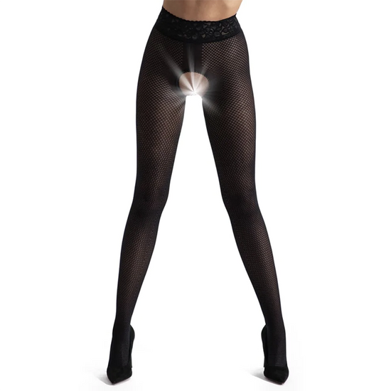Amour Nymph Opaque Diamond Pattern Crotchless Tights