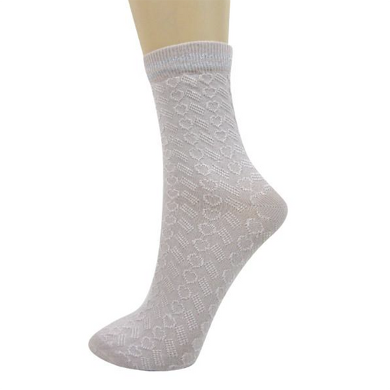 Cotton Blend Ankle Socks With Mini Heart Pattern