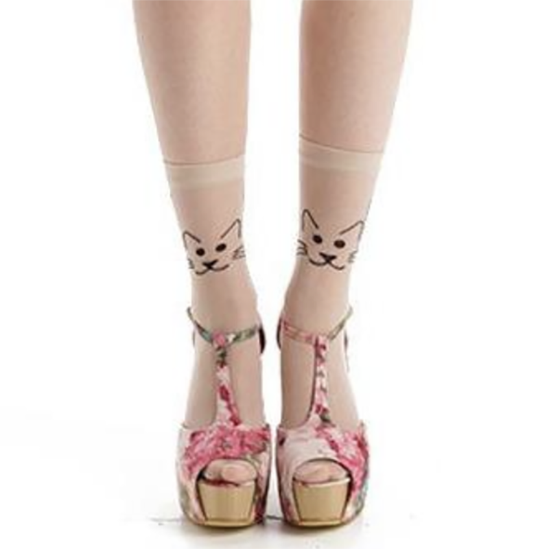 Pamela Mann Cat Face Ankle Socks