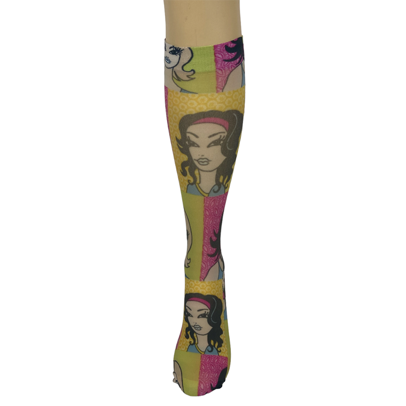 Nylon Cartoon Printed Knee High Socks