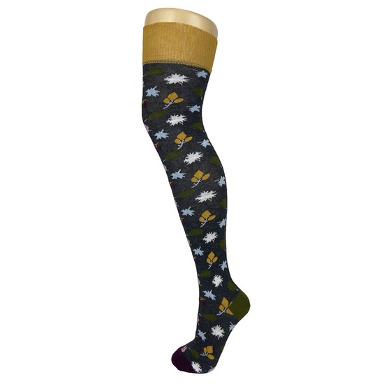 Cotton Autumn Leaf Over The Knee Socks