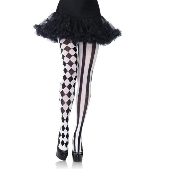 Leg Avenue Opaque Harlequin Diamond & Stripe Tights - Leggsbeautiful