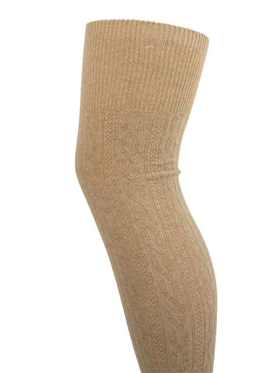 Soft Wool Blend Cable Knit Over The Knee Boot Socks - Leggsbeautiful