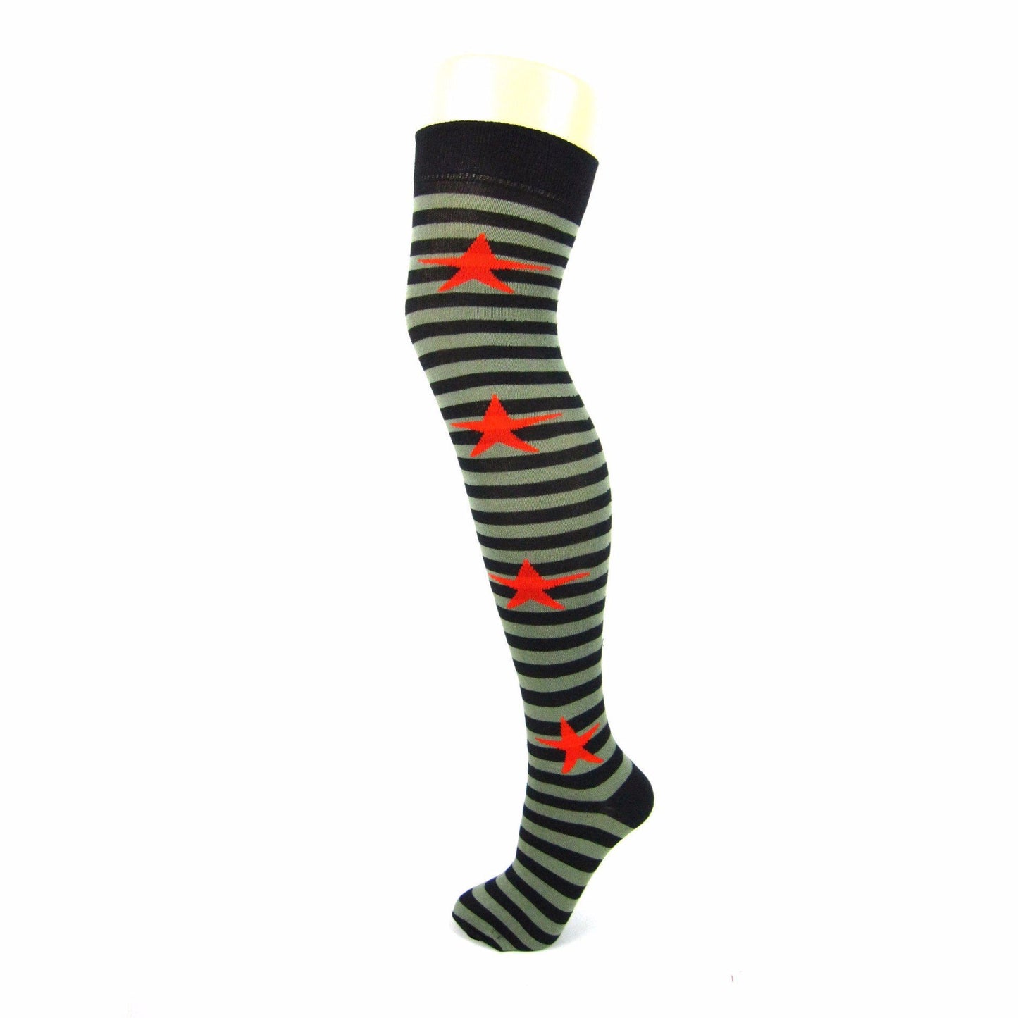 Load image into Gallery viewer, Cotton Blend Star &amp;amp; Stripe Over The Knee Socks - Leggsbeautiful
