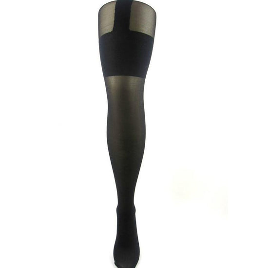 Load image into Gallery viewer, Thick Band Mock Stocking Suspender Tights - Leggsbeautiful

