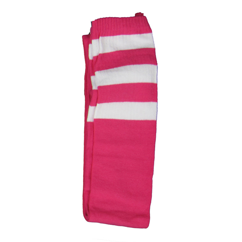 Cotton Blend Three Stripe Thigh High Socks - Leggsbeautiful