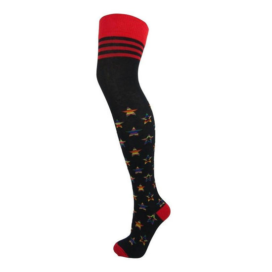 Load image into Gallery viewer, Cotton Blend Star Print Over The Knee Socks - Leggsbeautiful
