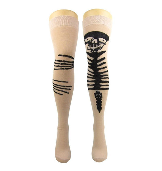 Load image into Gallery viewer, Cotton Blend Skeleton &amp;amp; Hand Bones Over The Knee Socks - Leggsbeautiful
