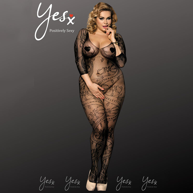 
                      
                        YesX Plus Size 3/4 Sleeve Crotchless Fishnet Bodystocking
                      
                    