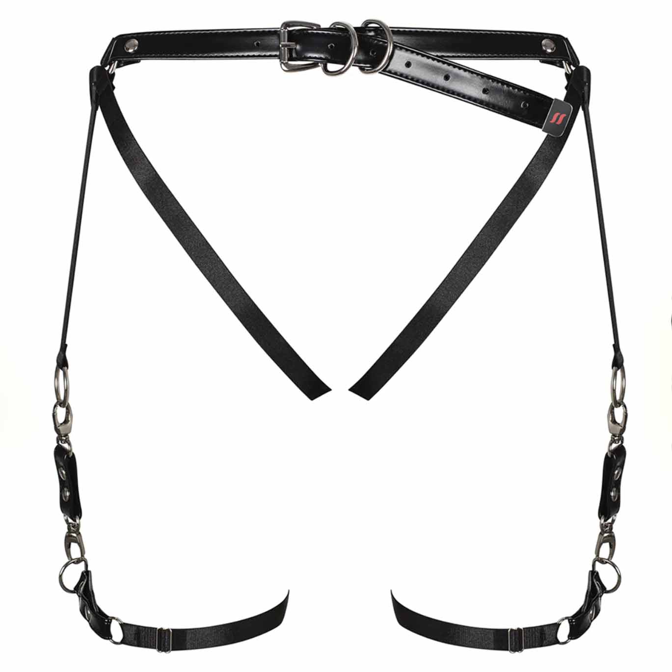 Load image into Gallery viewer, Obsessive Plus Size PU Crotchless Harness Brief
