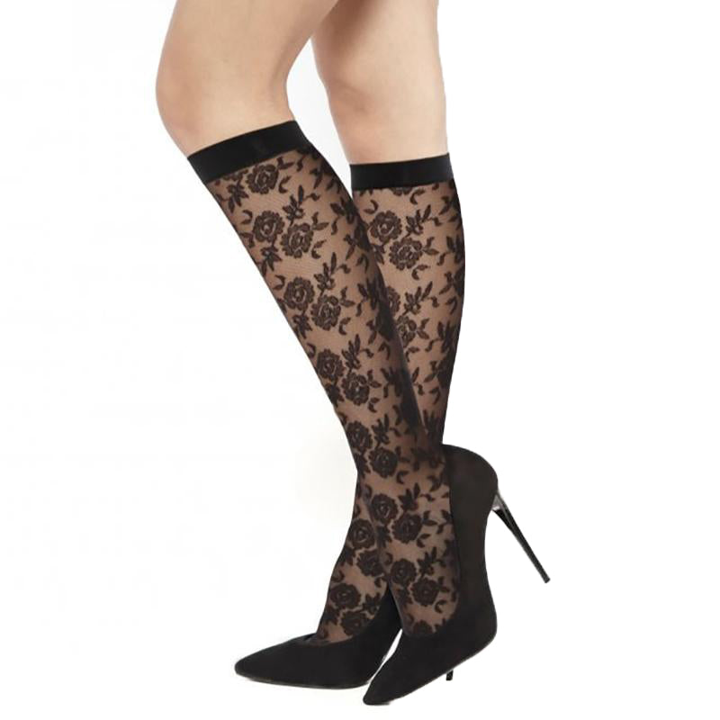 Andrea Bucci Floral Design Knee High Socks - Leggsbeautiful