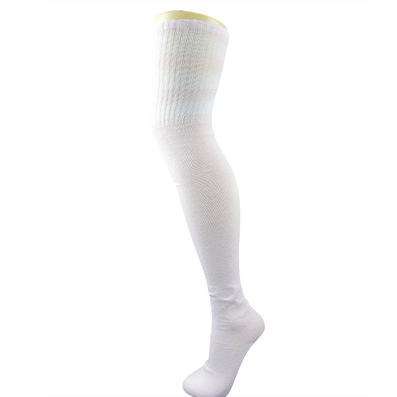 
                      
                        Cotton Blend Three Stripe Thigh High Socks - Leggsbeautiful
                      
                    