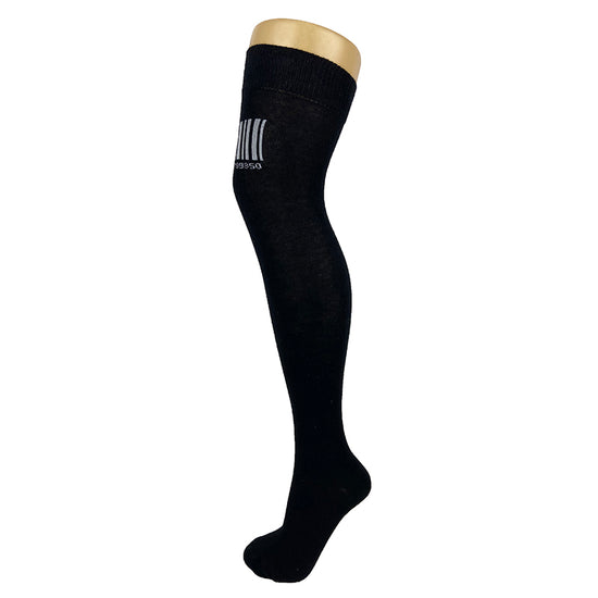Cotton Blend Barcode Over The Knee Socks