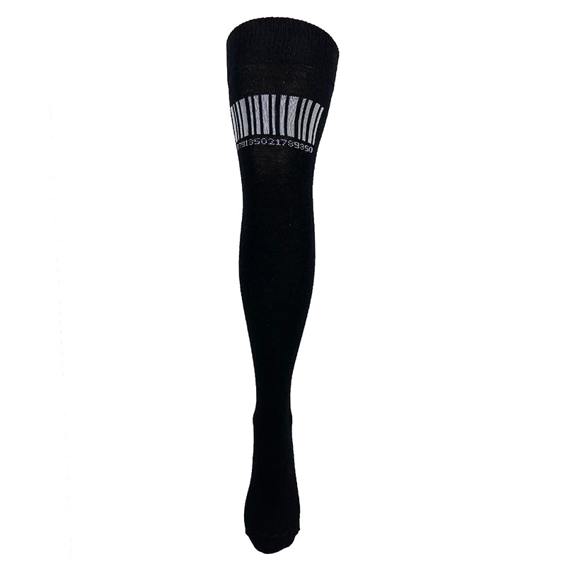 Cotton Blend Barcode Over The Knee Socks