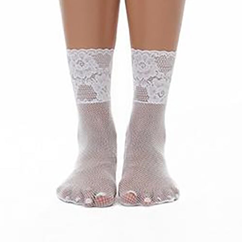 Bas Bleu Akemi Lace Top Fishnet Ankle Socks With Silicone