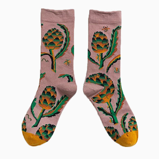 Cotton Blend Bold Flower Print Ankle Socks