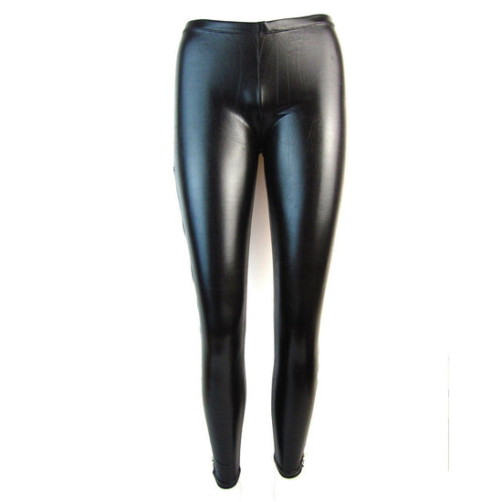 Wet Look Leggings With Long Side Zip - Leggsbeautiful