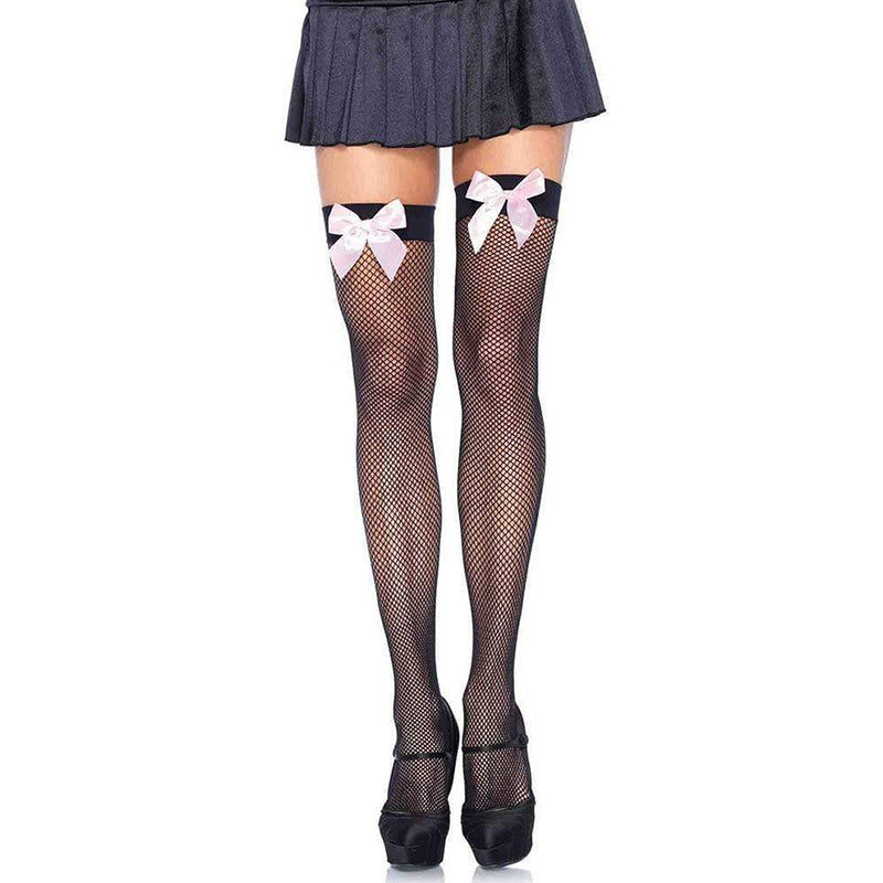 Leg Avenue Fishnet Thigh Highs With Bow