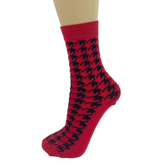 Cotton Blend Oversized Houndstooth Ankle Socks