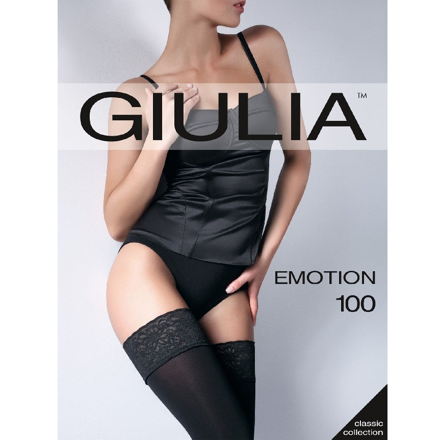 Giulia Emotion 100 Denier Lace Top Opaque Hold Ups - Leggsbeautiful