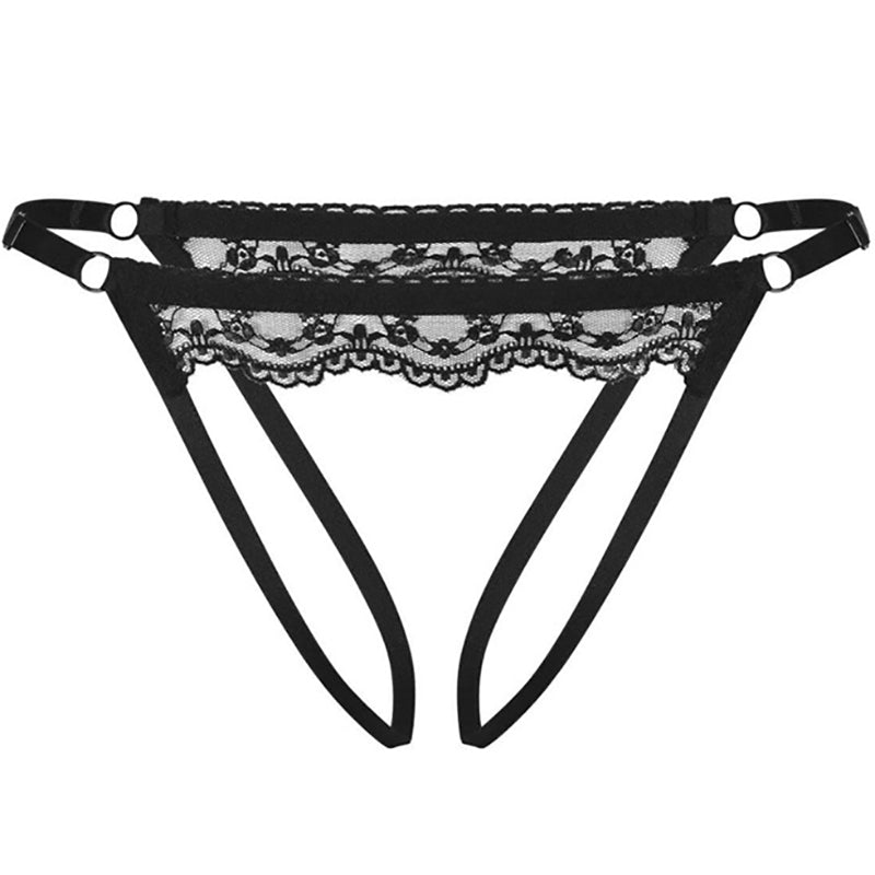 Promees Ester Crotchless Lace Trim Panty - Leggsbeautiful