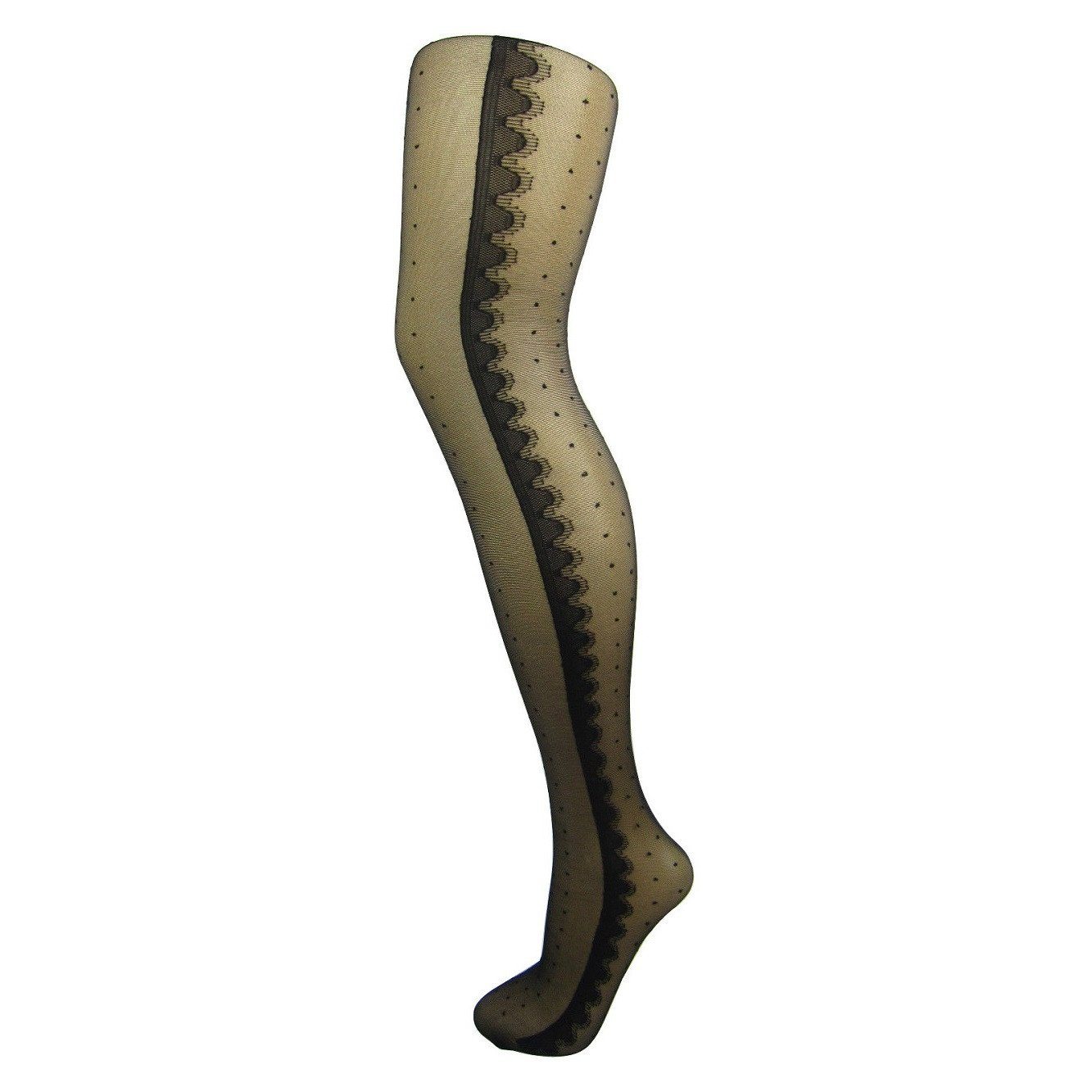 Sheer Dots Tights With Scalloped Side Seam - Leggsbeautiful