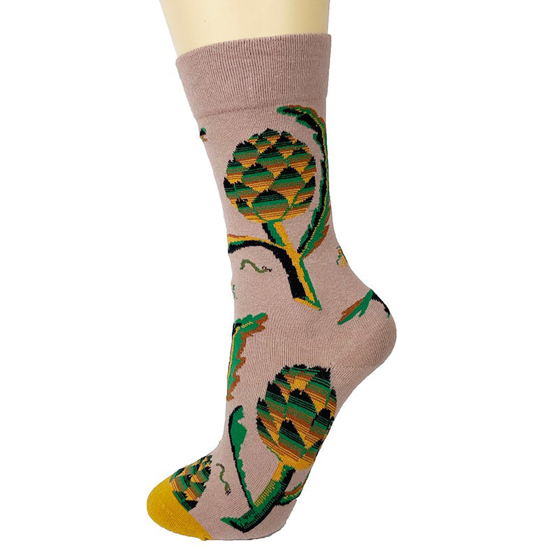 Cotton Blend Bold Flower Print Ankle Socks