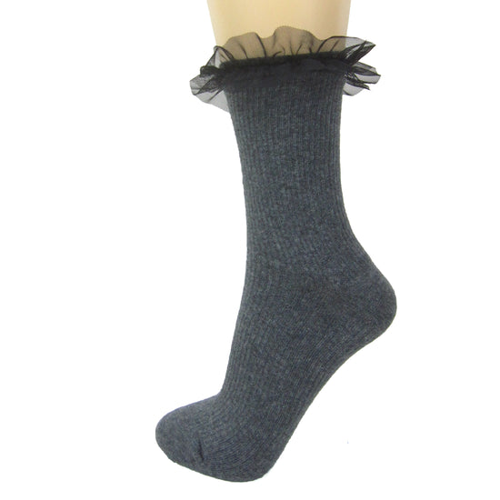 Milena Cotton Blend Mesh Frill Ankle Socks - Leggsbeautiful