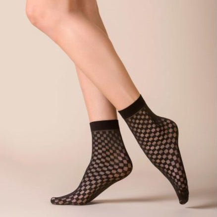 Gabriella Van Semi Opaque Check Socks