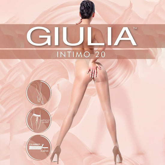 Giulia Intimo 20 Sheer Crotchless Tights - Leggsbeautiful