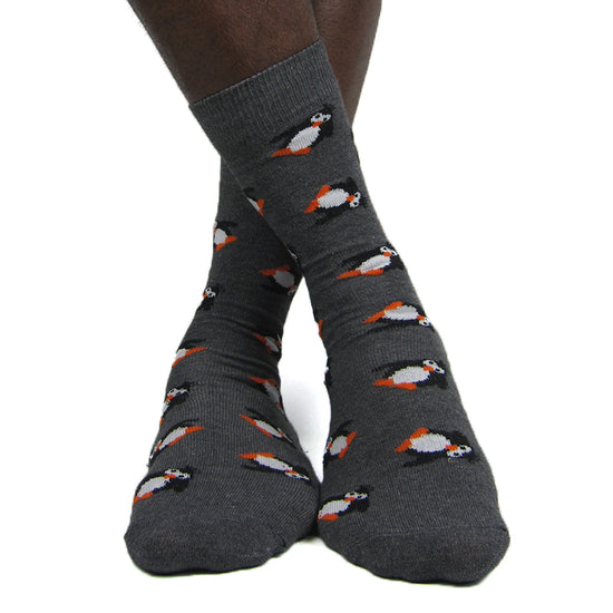 Load image into Gallery viewer, Luv Socks Men&amp;#39;s Cotton Blend Penguin Print Ankle Socks - Leggsbeautiful
