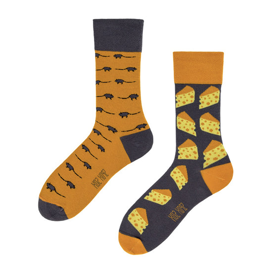 Load image into Gallery viewer, Spox Sox Cotton Blend Mismatch Mouse &amp;amp; Cheese Socks
