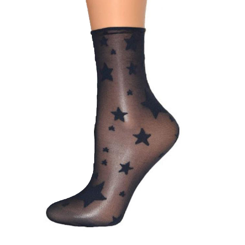 Veneziana Sheer Nylon Star Print Ankle Socks