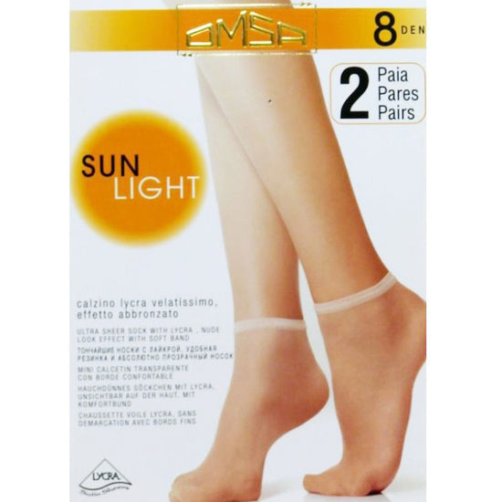 OMSA Sun Light 8 Denier Ankle Socks [2 Pairs] - Leggsbeautiful