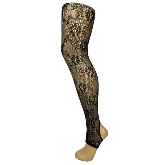 FLORAL Fishnet Stirrup Tights